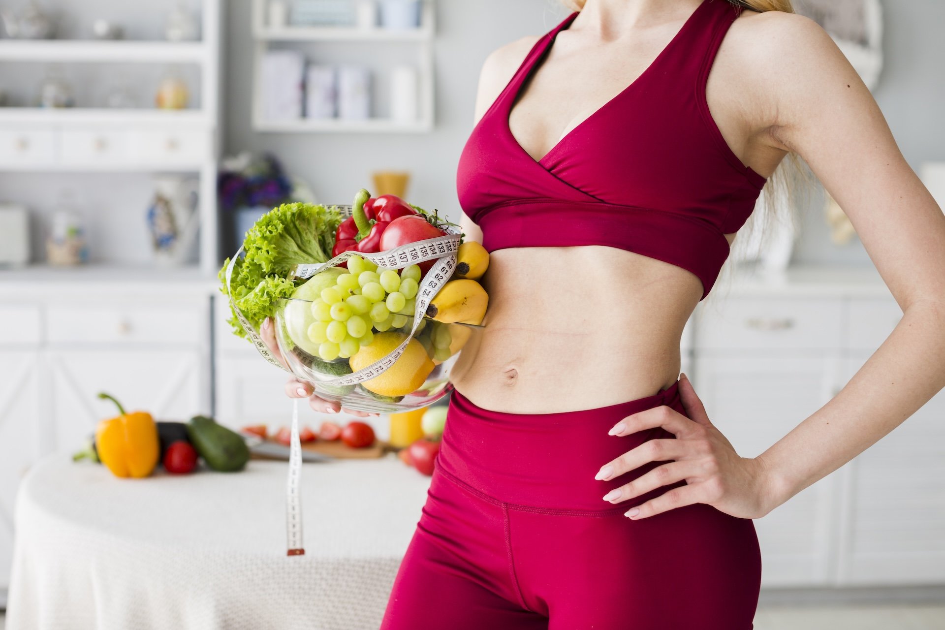 Woman preparing a healthy meal in her kitchen
